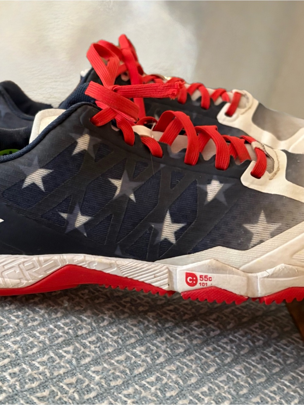 Reebok Navy, White & Red Star-Pattern Sneakers